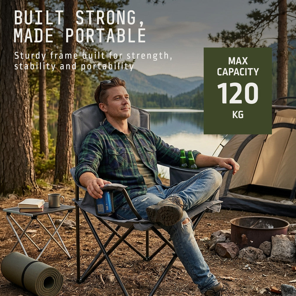 Folding Camping Chairs 2 Pack with Cooler Bag