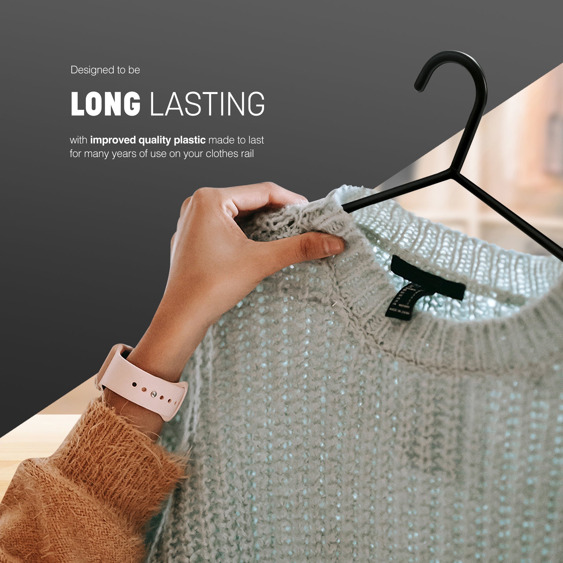 Plastic Clothes Hangers with Trouser Bar and Accessory Hooks - 25 Pack