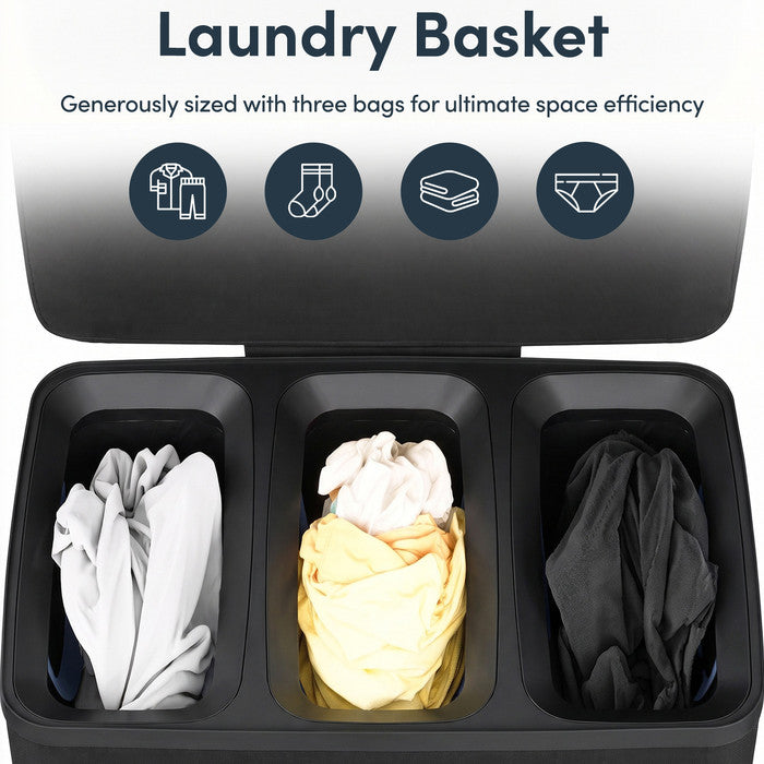 Collapsible Laundry Basket with Lid & Removable Liner