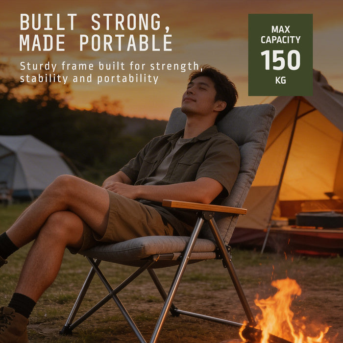 Folding camping chair with rust-resistant steel frame – durable and lightweight for camping and hiking UK