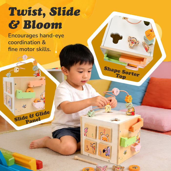Disney Winnie the Pooh Wooden Cube Shape Sorter Fine Motor Skills Toddler 1yr+