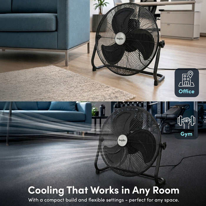 20 inch metal floor fan on white background full product shot