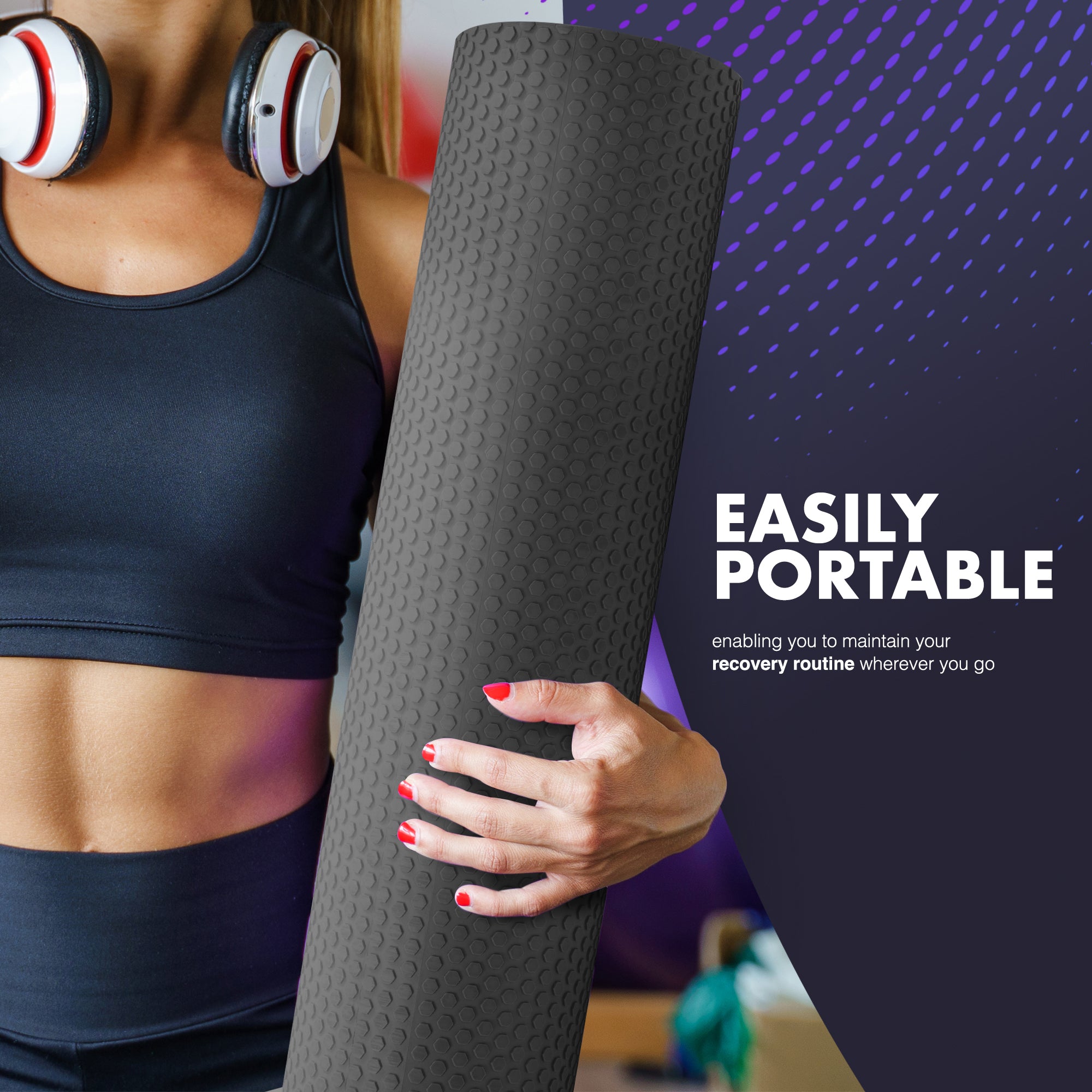 KAYMAN Sports Foam Roller – Deep Tissue Muscle Tension Relief & Circulation Boost | Portable & Lightweight Self Massager for Back, Legs, Gym, Pilates & Yoga | EVA Foam