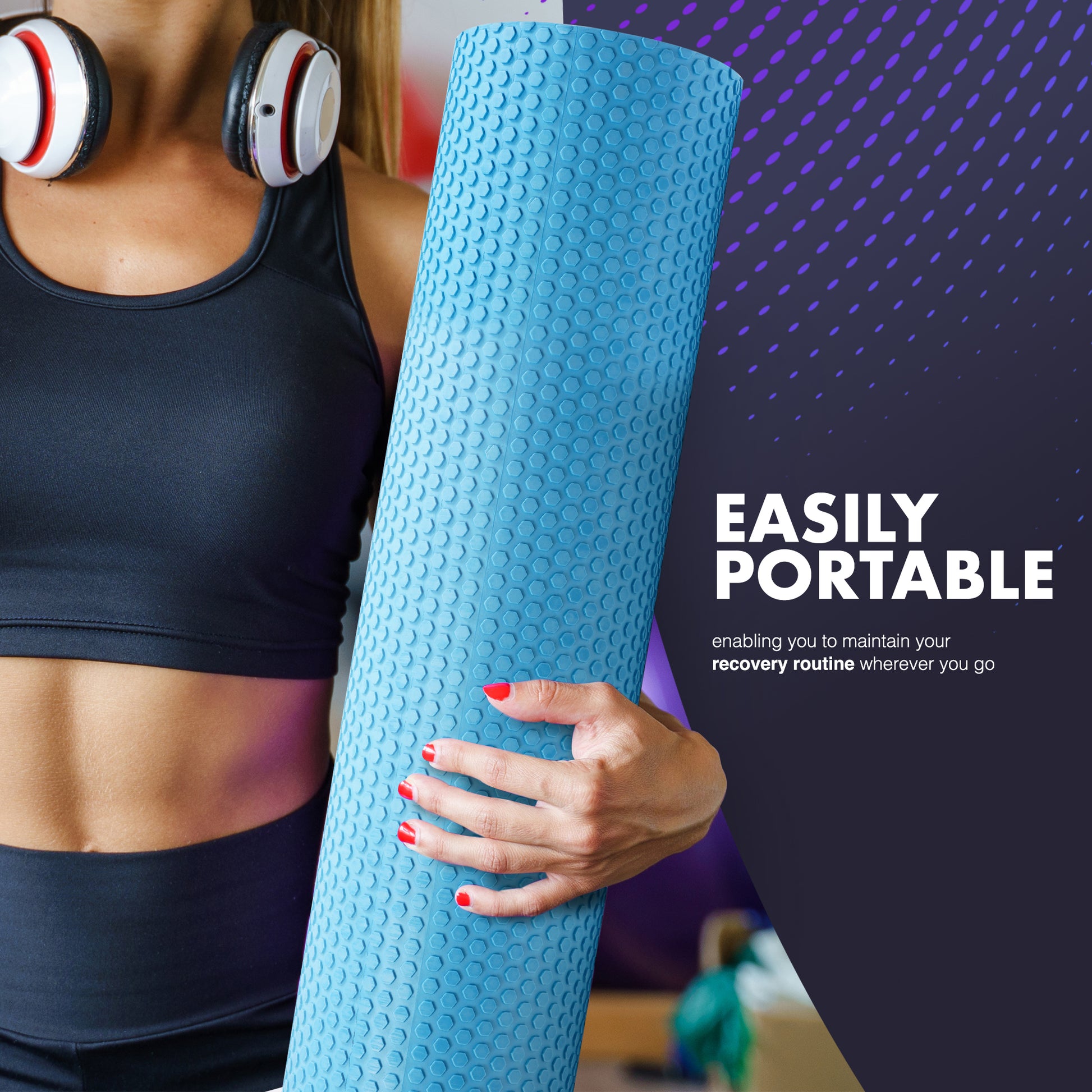KAYMAN Sports Foam Roller – Deep Tissue Muscle Tension Relief & Circulation Boost | Portable & Lightweight Self Massager for Back, Legs, Gym, Pilates & Yoga | EVA Foam