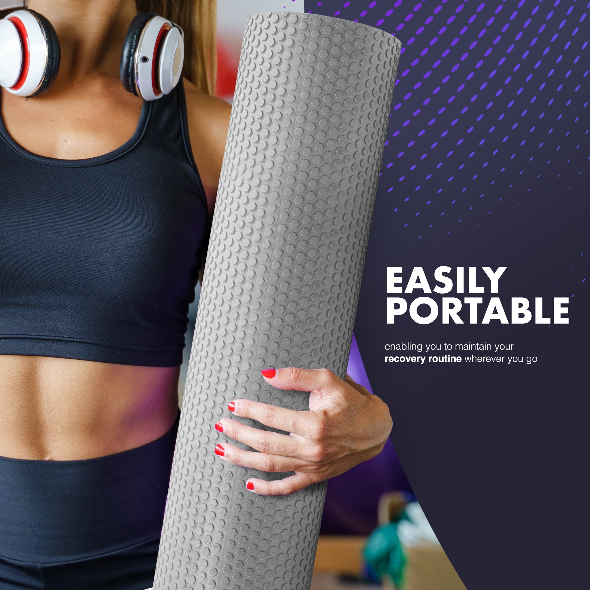 KAYMAN Sports Foam Roller – Deep Tissue Muscle Tension Relief & Circulation Boost | Portable & Lightweight Self Massager for Back, Legs, Gym, Pilates & Yoga | EVA Foam