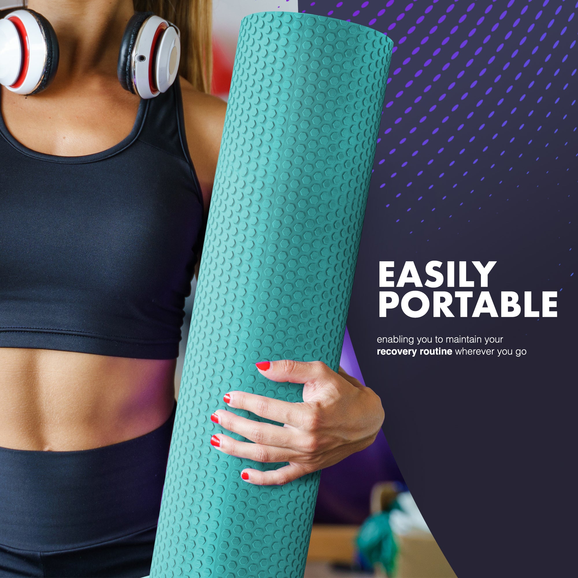 KAYMAN Sports Foam Roller – Deep Tissue Muscle Tension Relief & Circulation Boost | Portable & Lightweight Self Massager for Back, Legs, Gym, Pilates & Yoga | EVA Foam