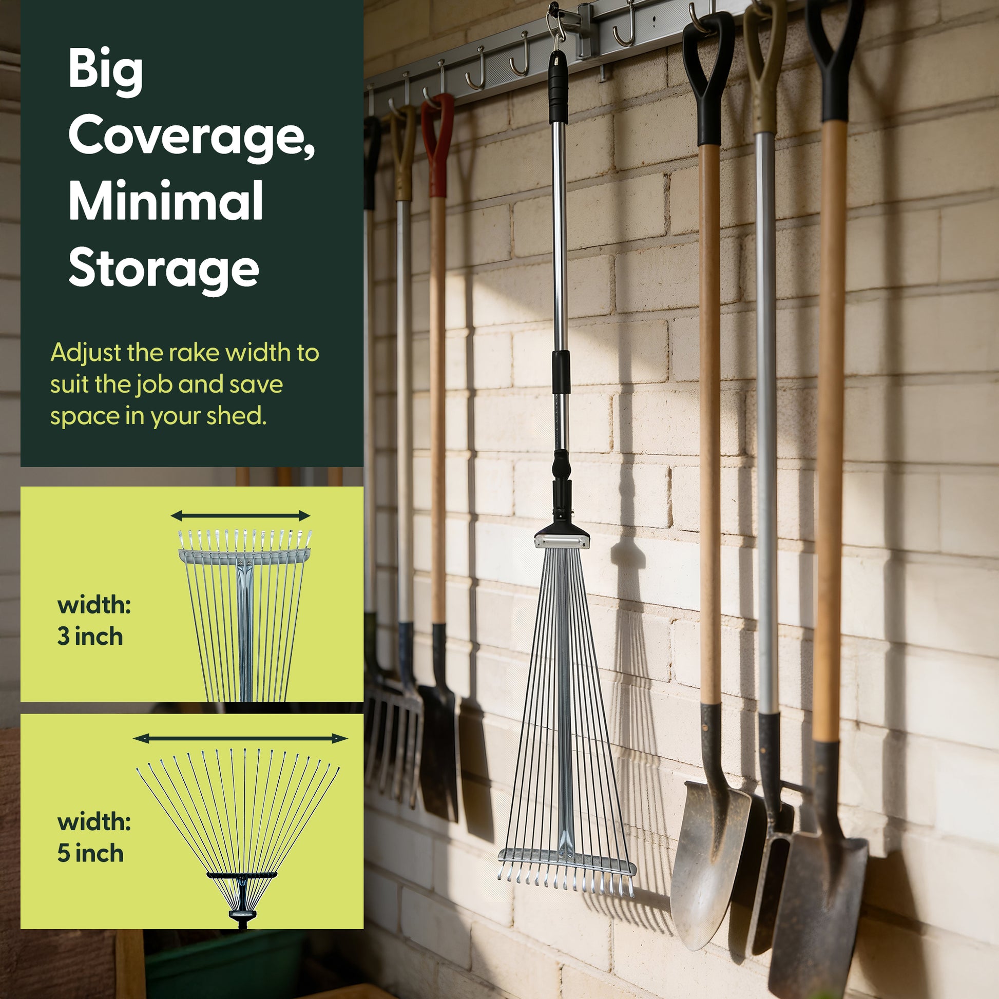 Telescopic Garden Rake for Leaves, Lawn, Yard & Soil Cleanup