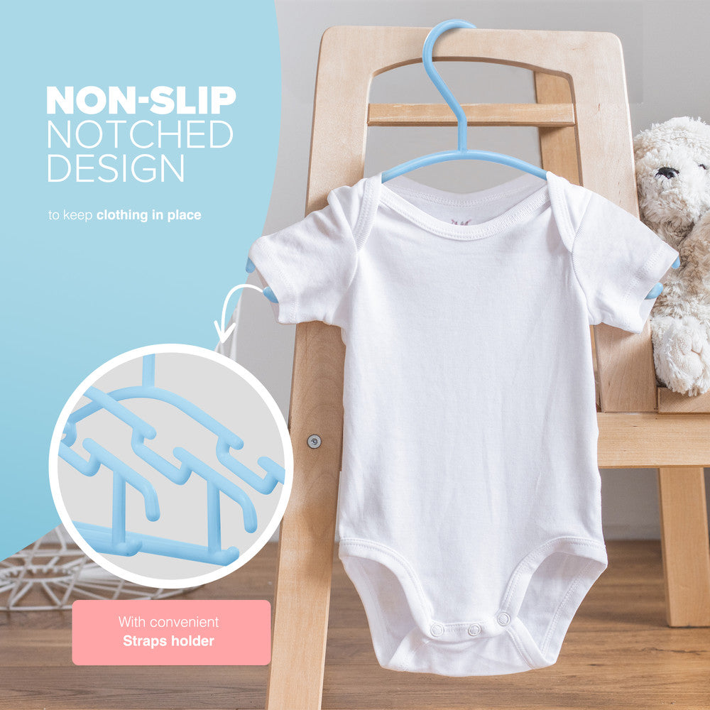 Kidoola 36 Pack Plastic Baby Hangers, Nonslip Nursery Coat Hangers, Space Saving Tubular Hangers, More Storage for Kids Children Clothes Dresses Unisex (27x15cm)