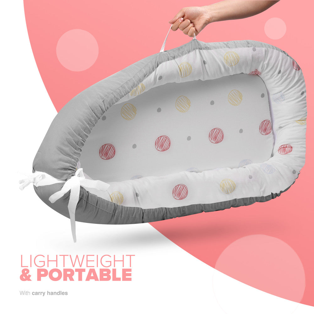 Kidoola Newborn Baby Nest Lounger - 100% Cotton, Washable, Safe and Breathable Fabric 0-12 Months Unisex Ideal for Home, Travel & Baby Essential Gift (Animals)