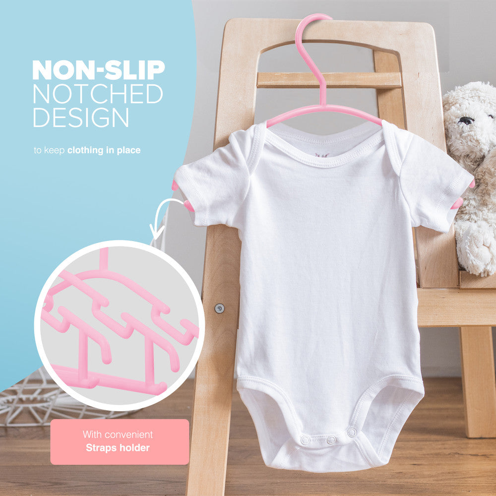 Kidoola 36 Pack Plastic Baby Hangers, Nonslip Nursery Coat Hangers, Space Saving Tubular Hangers, More Storage for Kids Children Clothes Dresses Unisex (27x15cm)