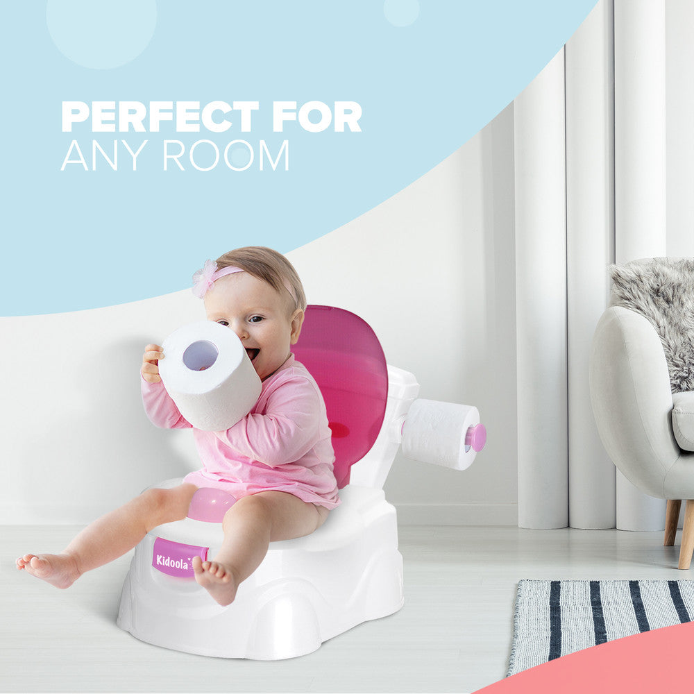 KIDOOLA Pink Potty Training Toilet Seat - Splash Guard & Portable Design for Easy Travel | Fun & Functional Potty Seat for Kids 6 Months to 5 Years – image 5
