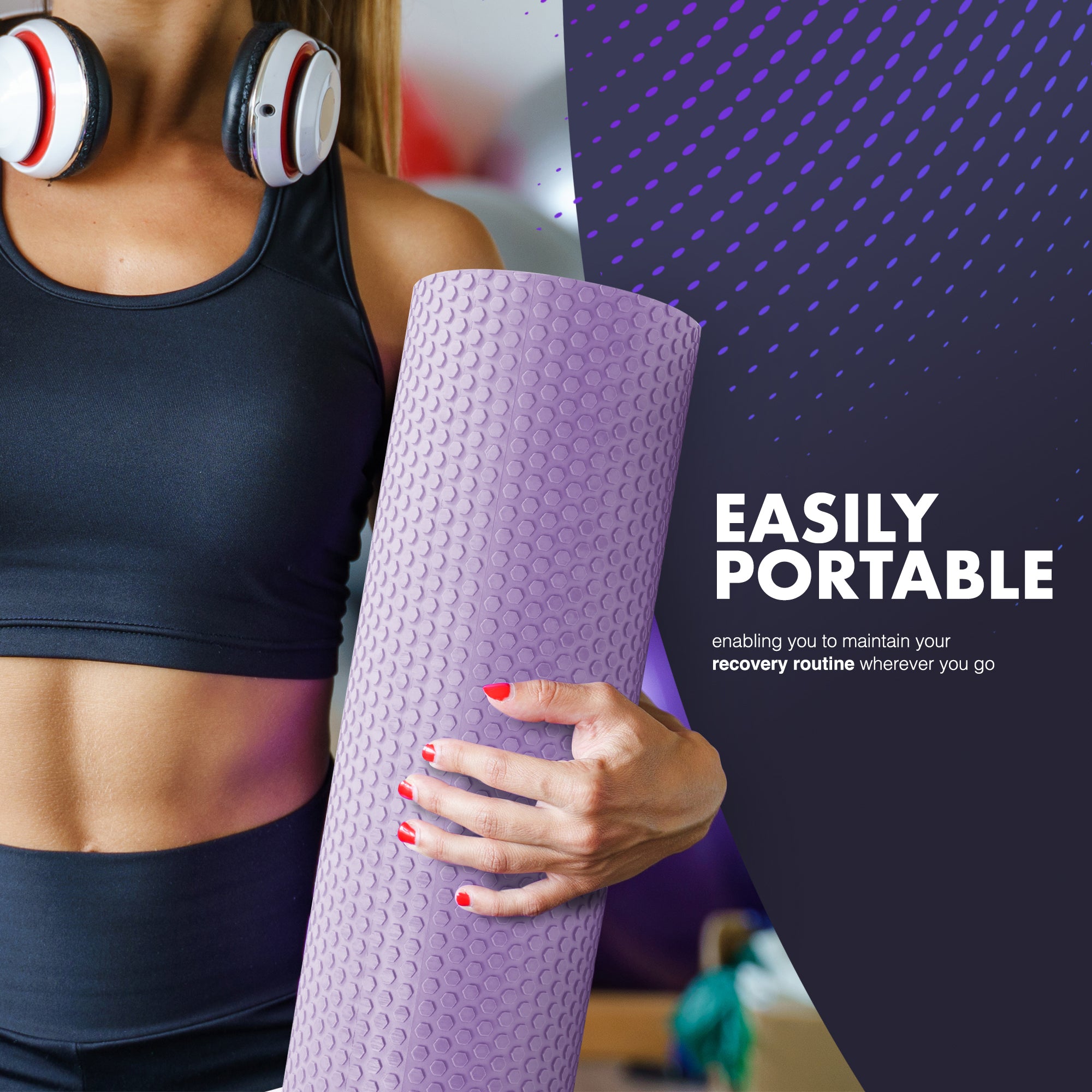 KAYMAN Sports Foam Roller – Deep Tissue Muscle Tension Relief & Circulation Boost | Portable & Lightweight Self Massager for Back, Legs, Gym, Pilates & Yoga | EVA Foam