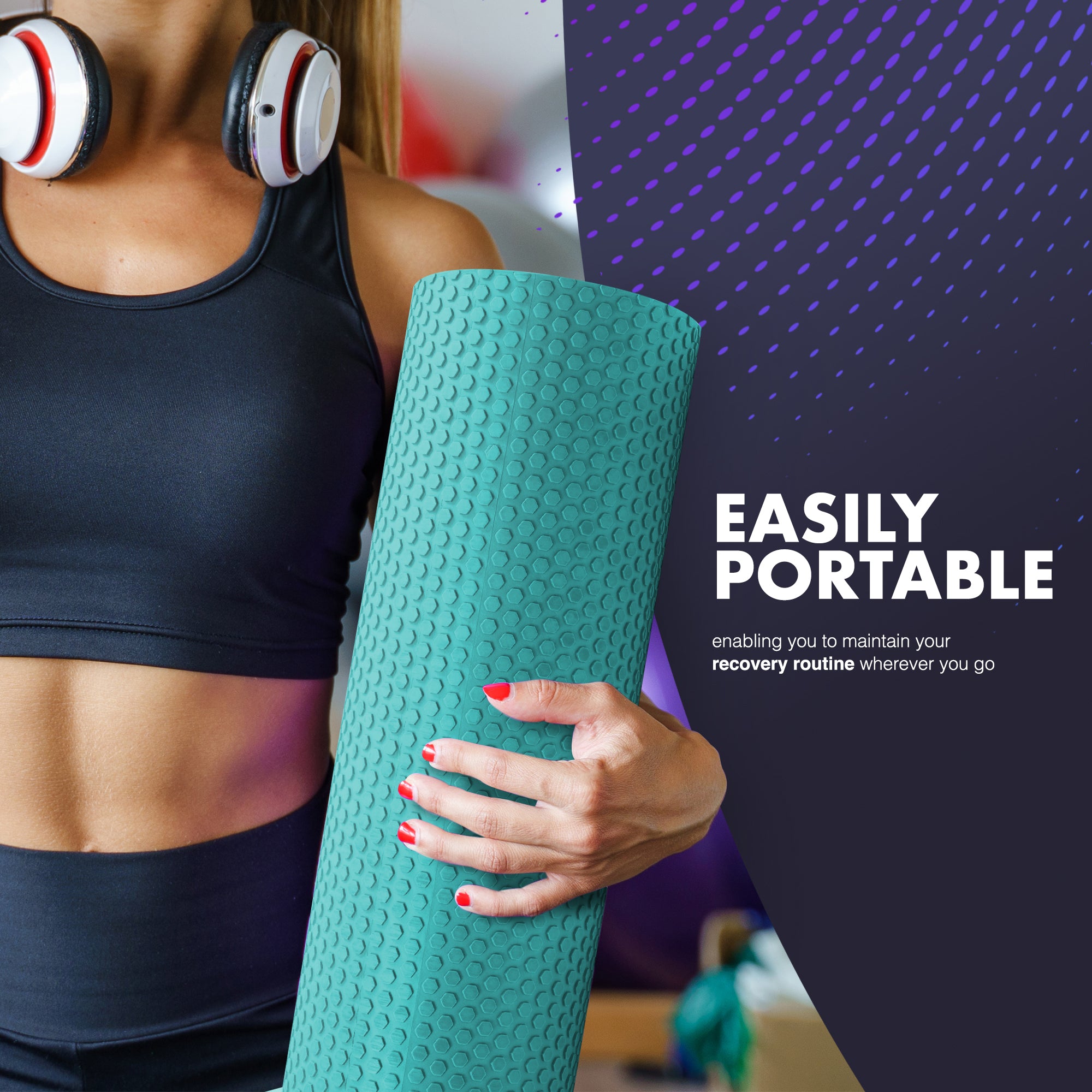 KAYMAN Sports Foam Roller – Deep Tissue Muscle Tension Relief & Circulation Boost | Portable & Lightweight Self Massager for Back, Legs, Gym, Pilates & Yoga | EVA Foam