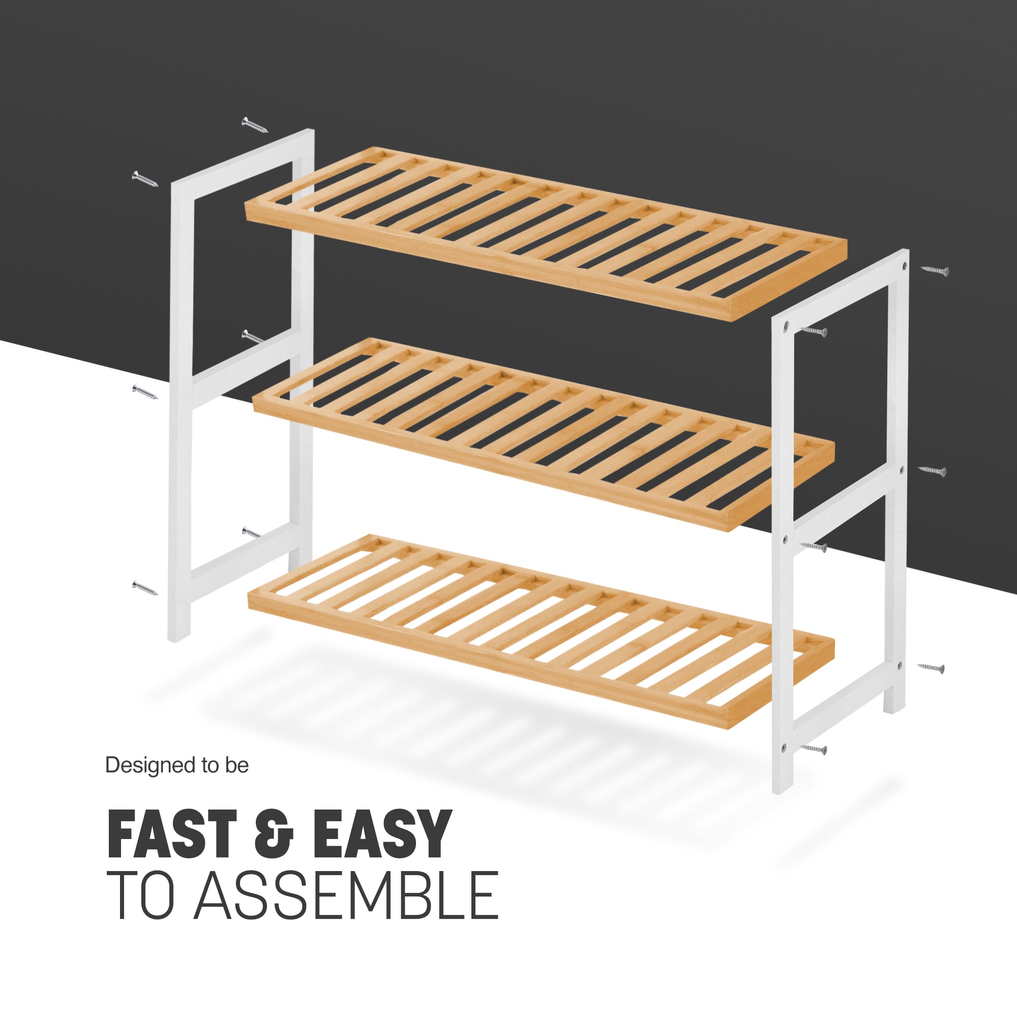 Bamboo Shoe Rack - 3-Tier Wooden Shoe Organiser - UK