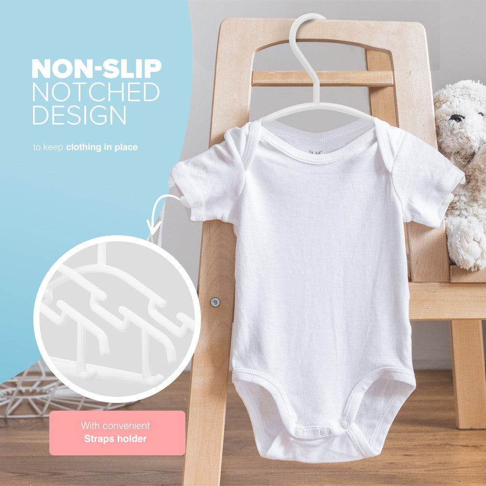 Kidoola 36 Pack Plastic Baby Hangers, Nonslip Nursery Coat Hangers, Space Saving Tubular Hangers, More Storage for Kids Children Clothes Dresses Unisex (27x15cm)