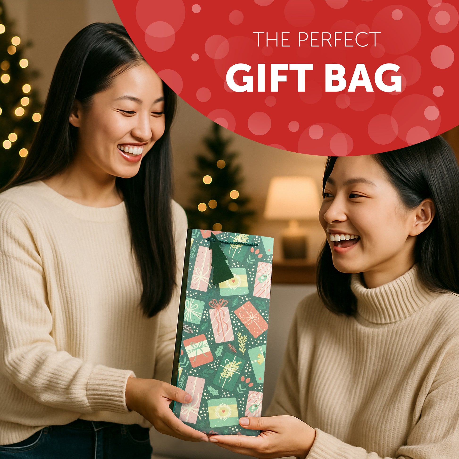 Kraft & Co - Christmas Wine Bottle Bag, 3 Festive Designs- Joy, Festive, Sparkle,  Pack of 3 – image 8