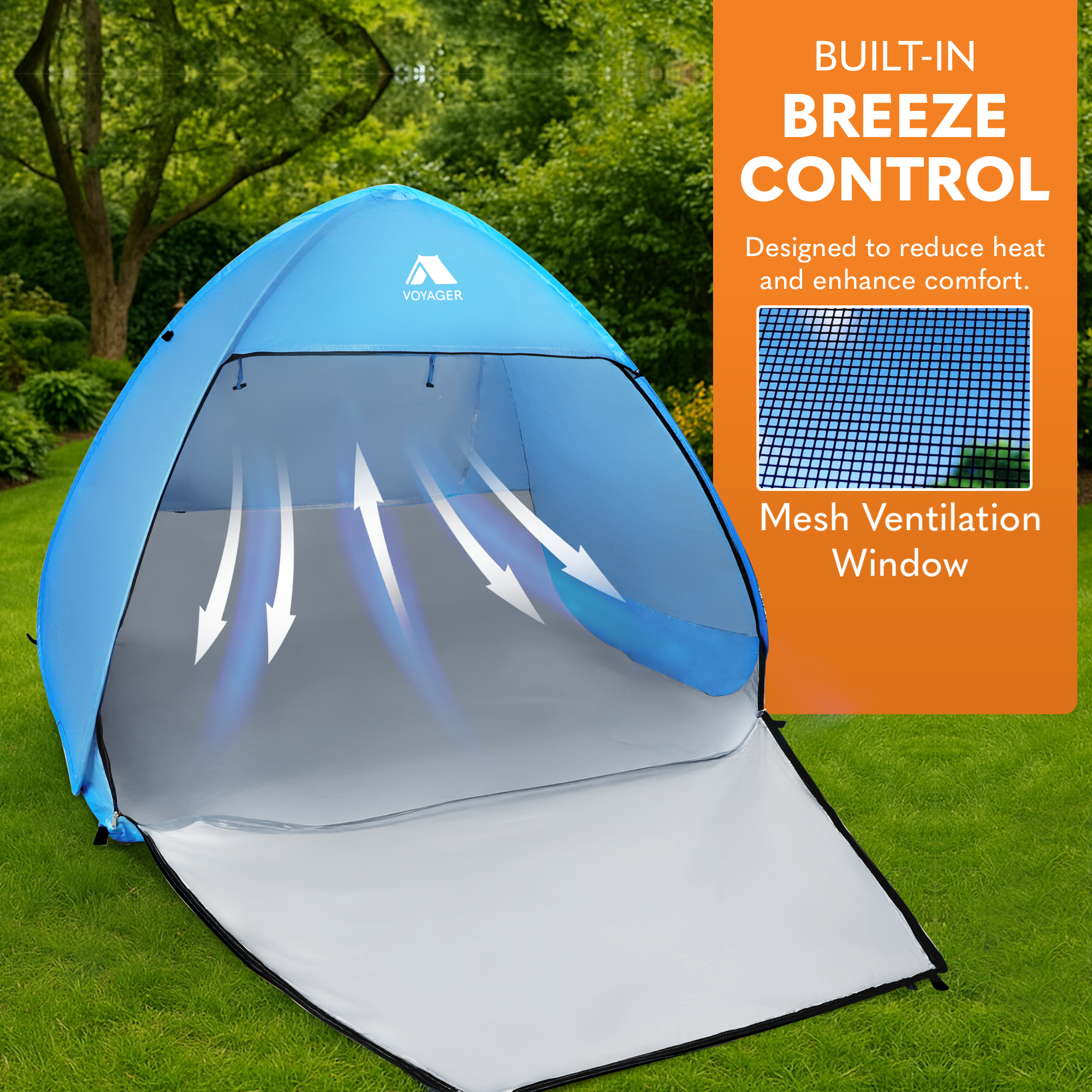 Voyager Beach Tent – Super Easy Pop-Up, Large Space, UPF 50+ UV Protection, Premium Quality, Lightweight & Portable, Versatile Outdoor Shade, 2-Person, Compact Folded