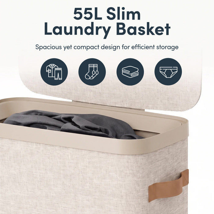 Collapsible Laundry Basket with Lid & Removable Liner