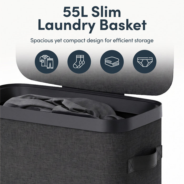 Collapsible Laundry Basket with Lid & Removable Liner