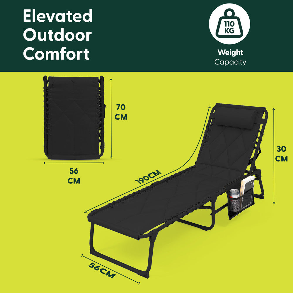 Quilted Folding Sun Lounger - Padded 600D Oxford Fabric – image 2