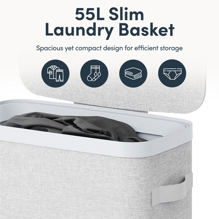 Collapsible Laundry Basket with Lid & Removable Liner