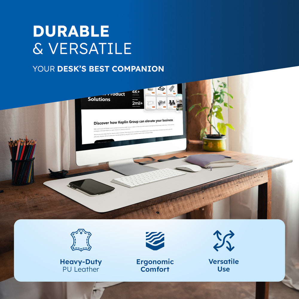 DesireTech Reversible Extra Large Office Desk Mat- Small Dual-Sided Desk Mat, Waterproof Faux Leather Table Surface Protector Desk- Laptop Mat & Mouse Pad