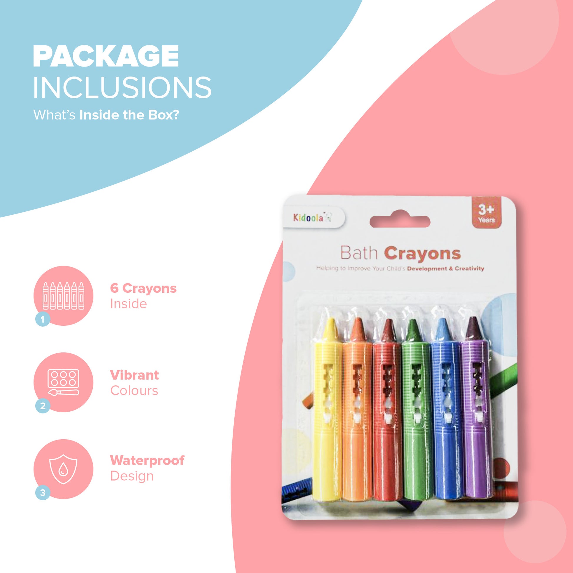 Toddler using bath crayons – 6 pack washable non-toxic crayon pens for bathtime creativity