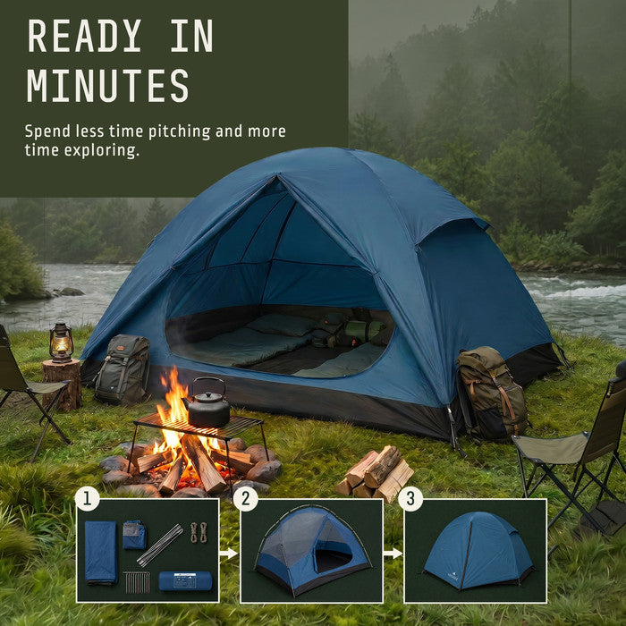Quick pitch 3 man tent setup guide, 5 minute camping tent assembly outdoor