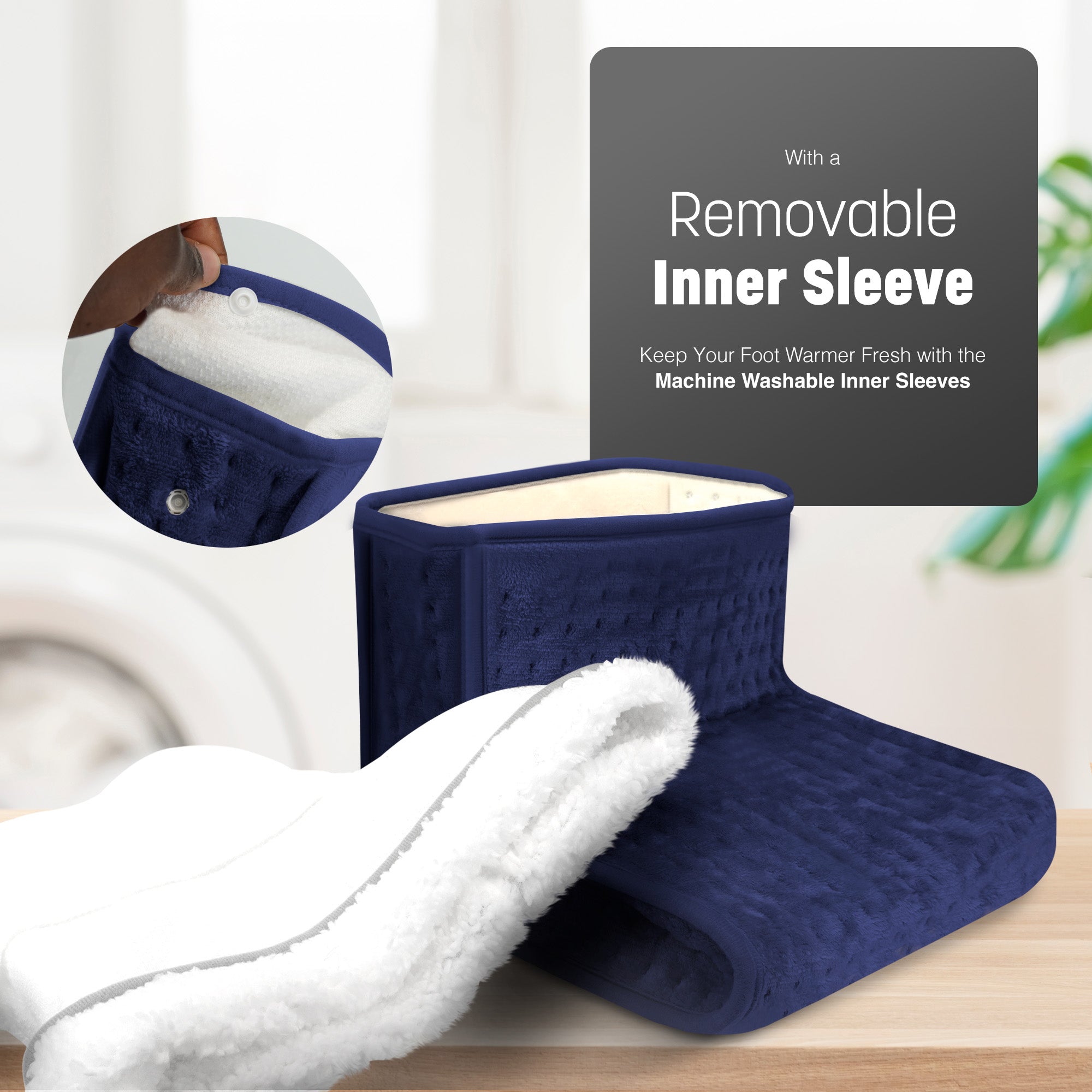 KEPLIN Electric Foot Warmer, 1 Pack - 4 Adjustable Temperature Settings, 90-Min Auto Shut-Off Timer, Overheat & Overcurrent Protection, Soft Fleece Lining, Washable Inner Sleeves (32x28x26cm)