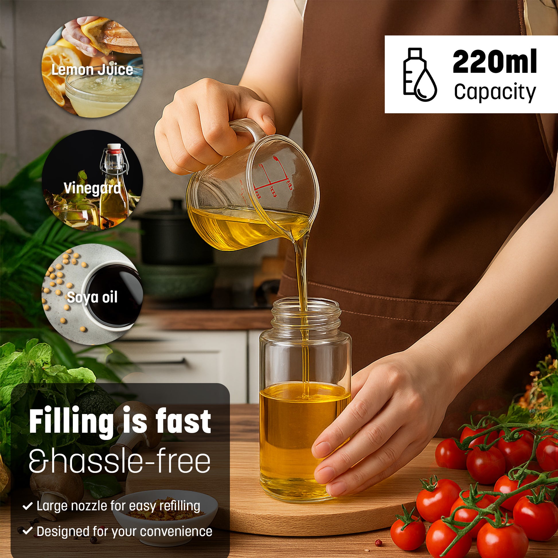 Cooking Oil Spray Bottle 220ml - Olive Oil Mister Sprayer – image 13