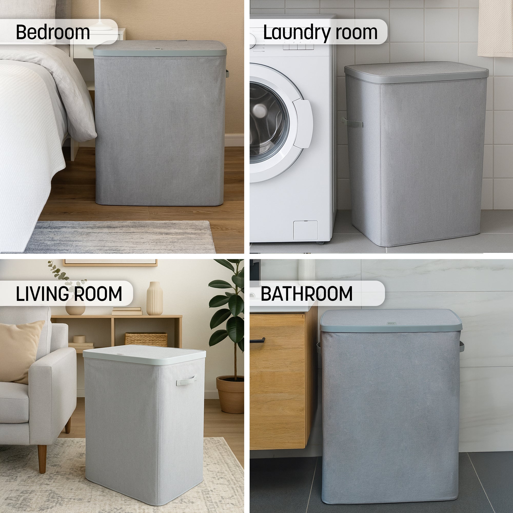 Keplin Collapsible Laundry Basket with Lid & Removable Liner