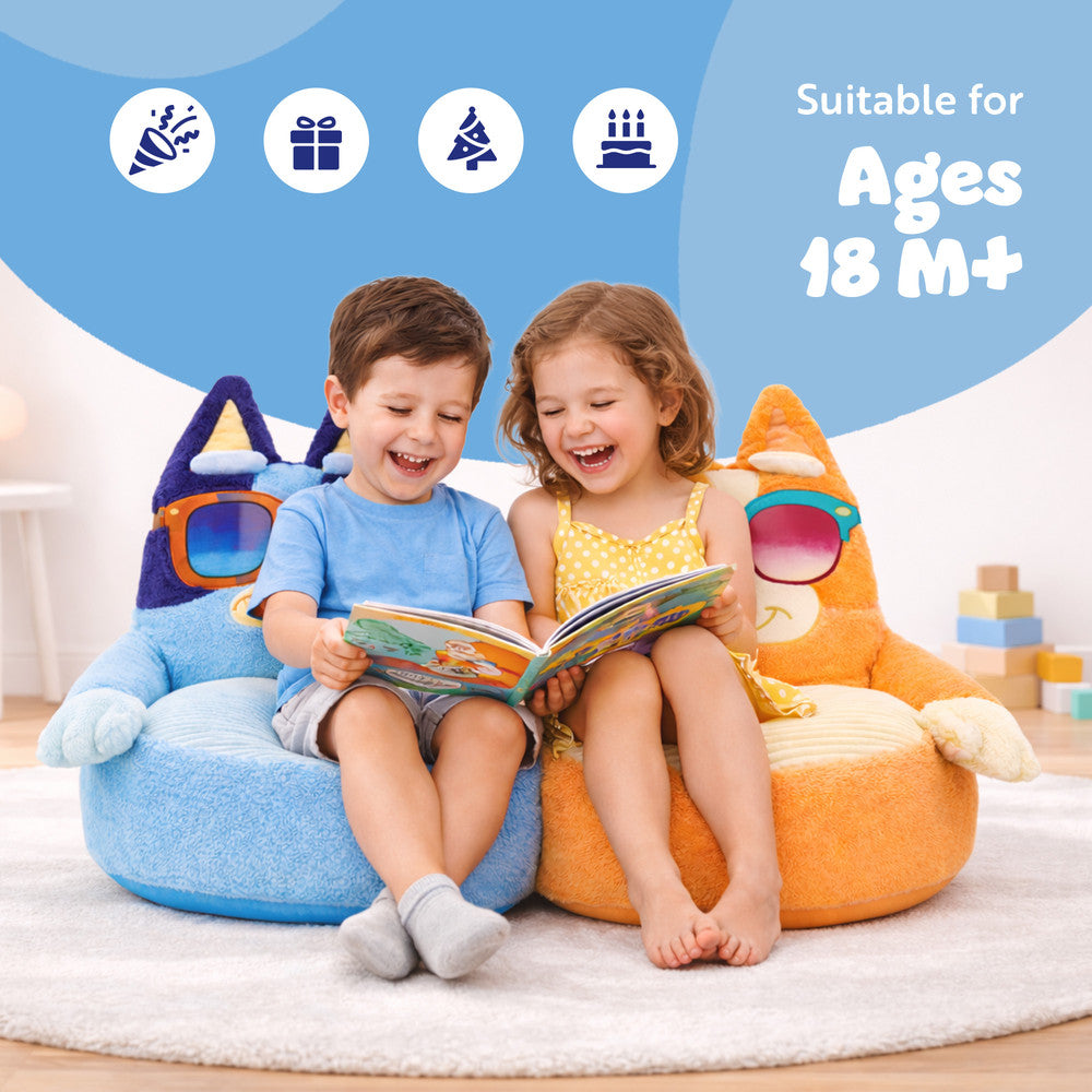 Bluey Bingo kids sofa chair in playroom setting – perfect toddler seat for Christmas gift