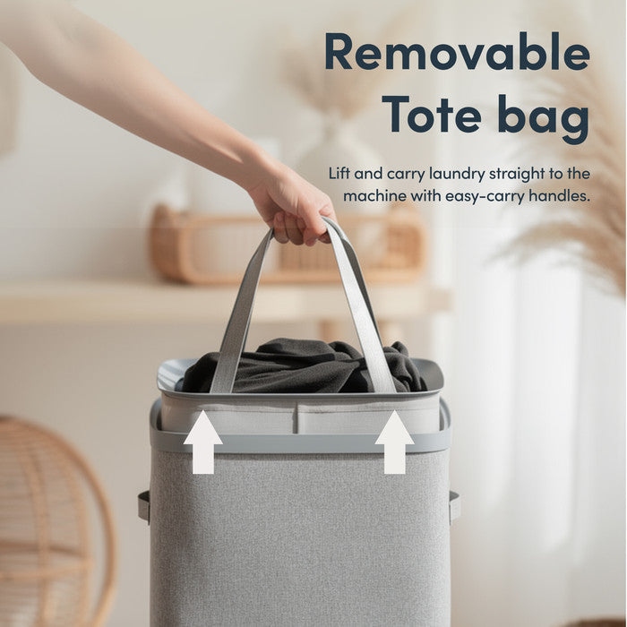 Collapsible Laundry Basket with Lid & Removable Liner