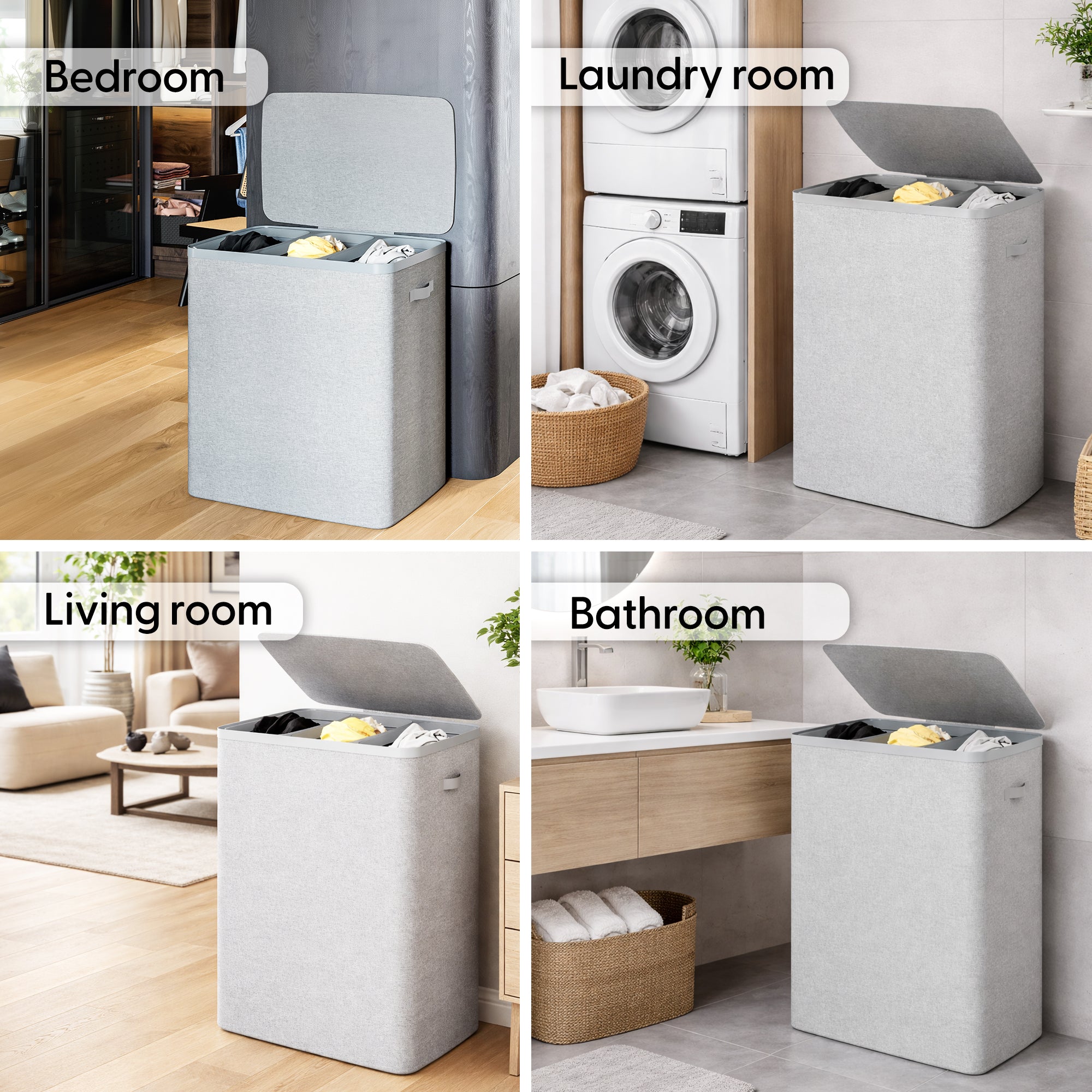 Keplin Collapsible Laundry Basket with Lid & Removable Liner