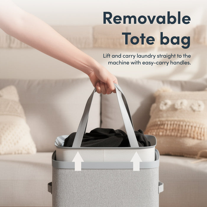 Collapsible Laundry Basket with Lid & Removable Liner