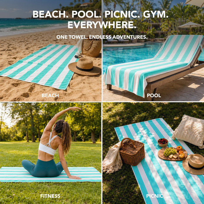 Beach Towel 90x200cm – Quick Dry, Sand-Free Microfibre for Beach & Travel