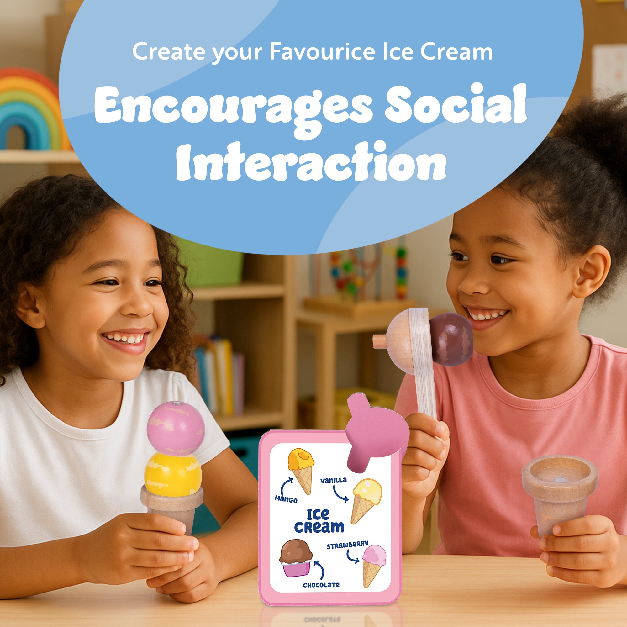 Bluey Ice Cream Playset – Kids' Toy Ice Cream Shop with Cones, Tubs, Lollies, Sprinkles & Payment Accessories – Fun Pretend Play Set for Toddlers & Children Toys for Boys & Girls