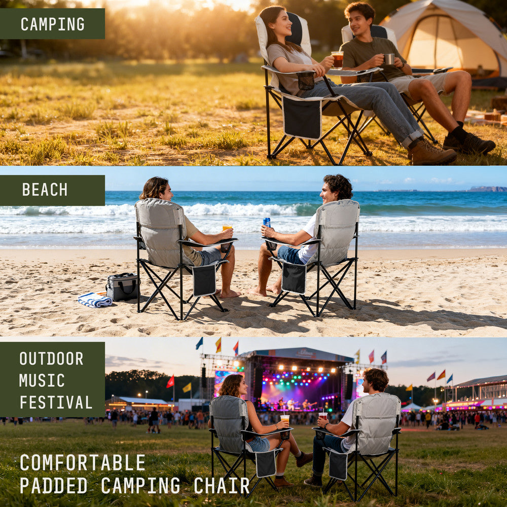 Padded Camping Chairs - 2 Pack