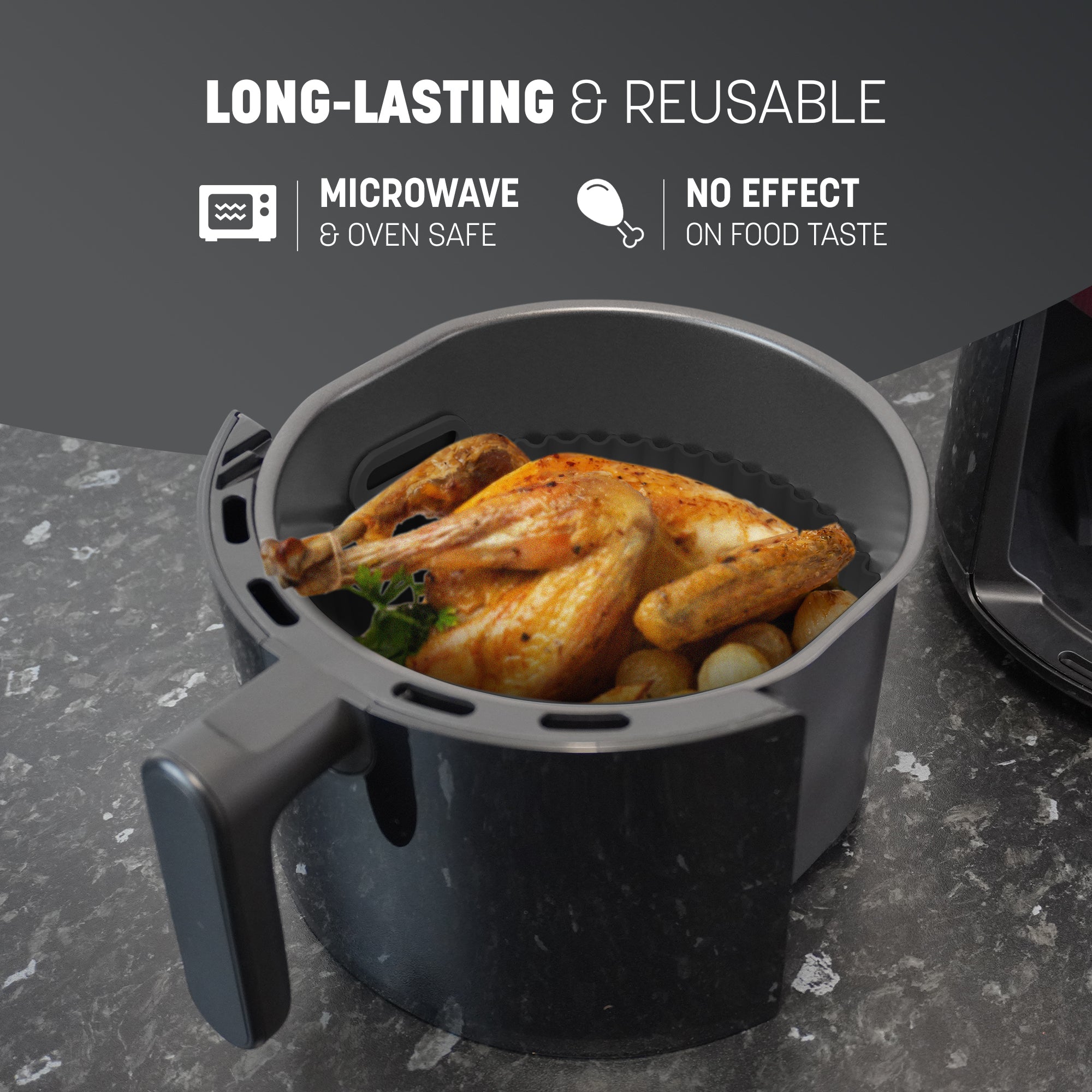 Keplin Silicone Air Fryer Liners - 3 Pack Non-Stick Reusable Silicone Liners, Dual & Tower Air Fryers - BPA-Free, Heat Resistant to 230°C, Dishwasher Safe Air Fryer Silicone Liner