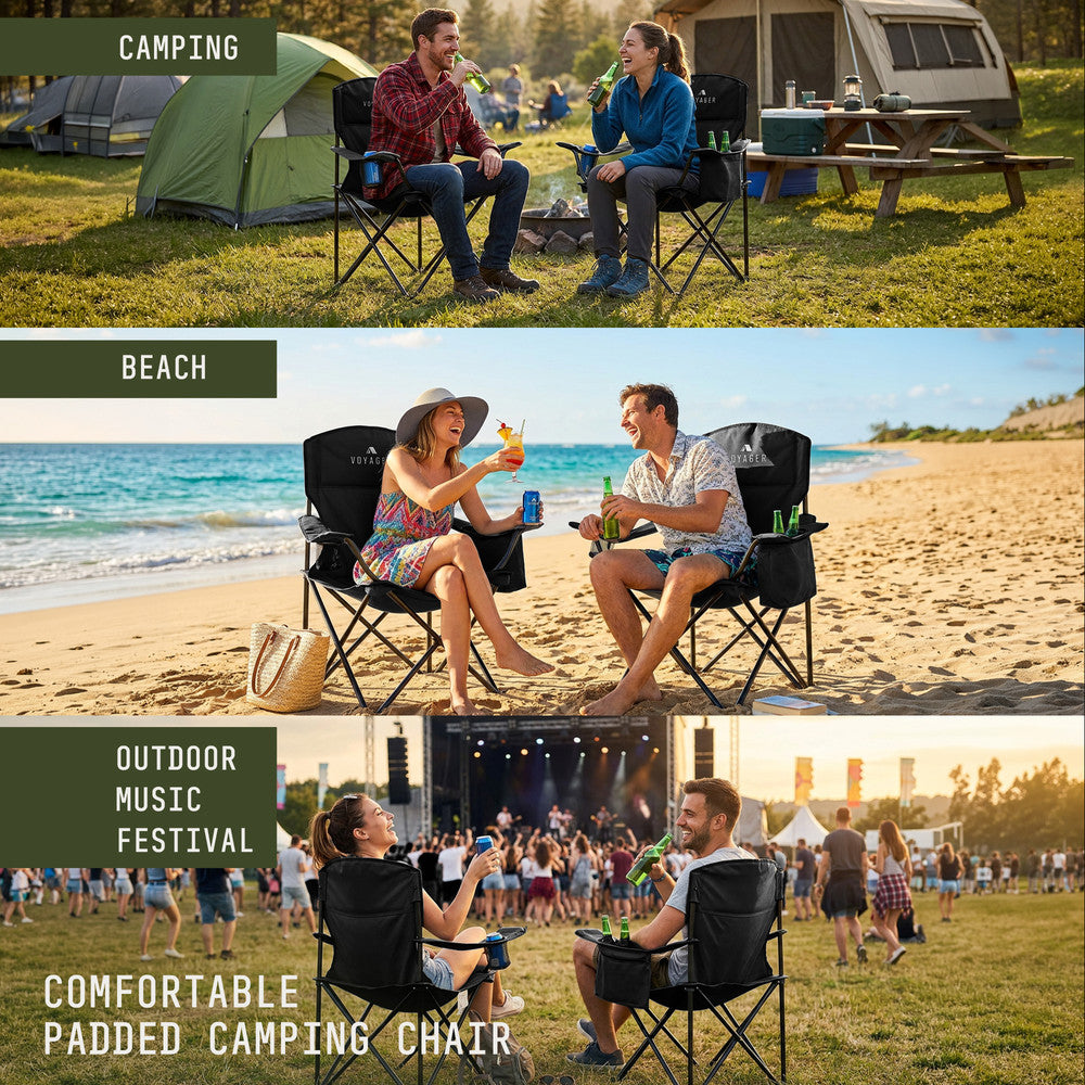 Folding Camping Chairs 2 Pack with Cooler Bag – image 25