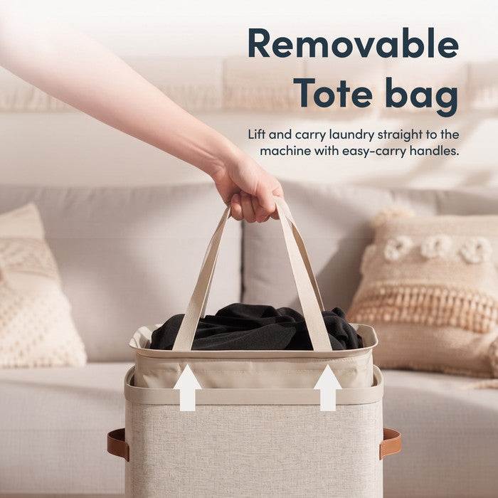 Collapsible Laundry Basket with Lid & Removable Liner