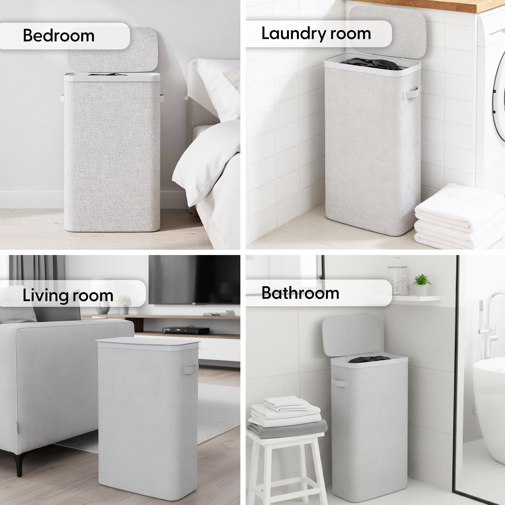 Keplin Collapsible Laundry Basket with Lid & Removable Liner