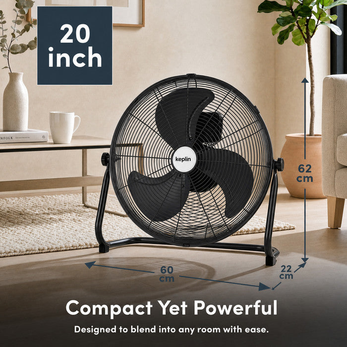 20 inch floor fan black guard and blade detail