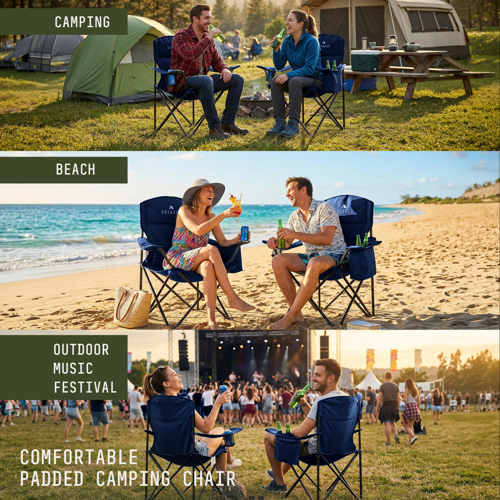 Folding Camping Chairs 2 Pack with Cooler Bag – image 7