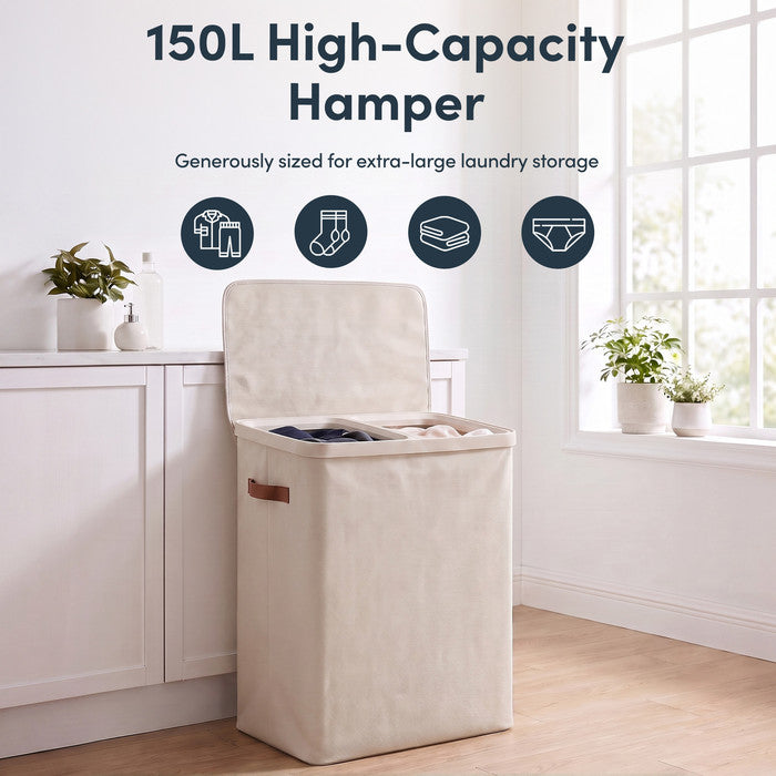 Collapsible Laundry Basket with Lid & Removable Liner
