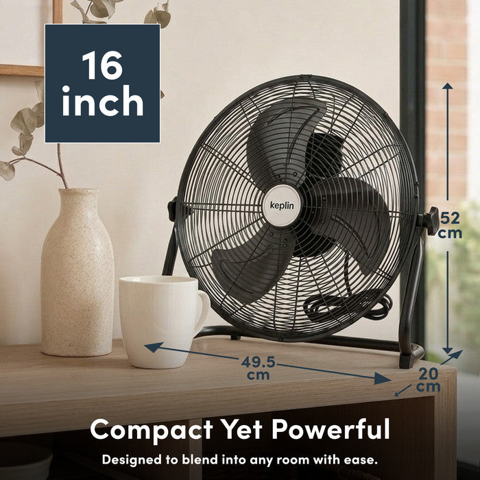 16 inch floor fan guard and blade detail black