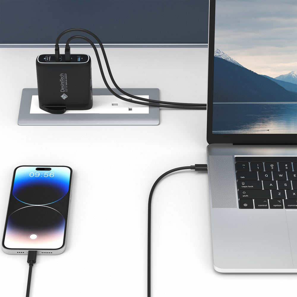 Desiretech 100W USB-C Charger with Cable & Pouch – Fast Charging 4-Port Adapter for MacBooks, iPhone 15, iPad, Samsung S Series, Google Pixel, Sony – image 7