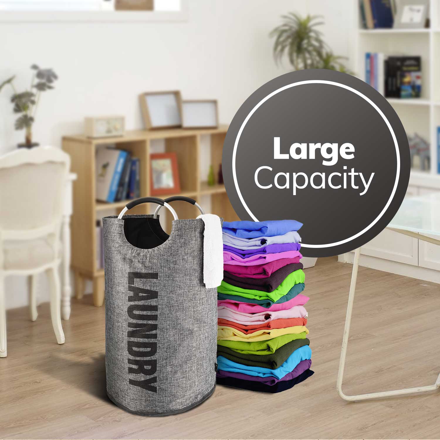 82L Collapsible Large Laundry Basket - Foldable & Easy to Carry Washing Basket