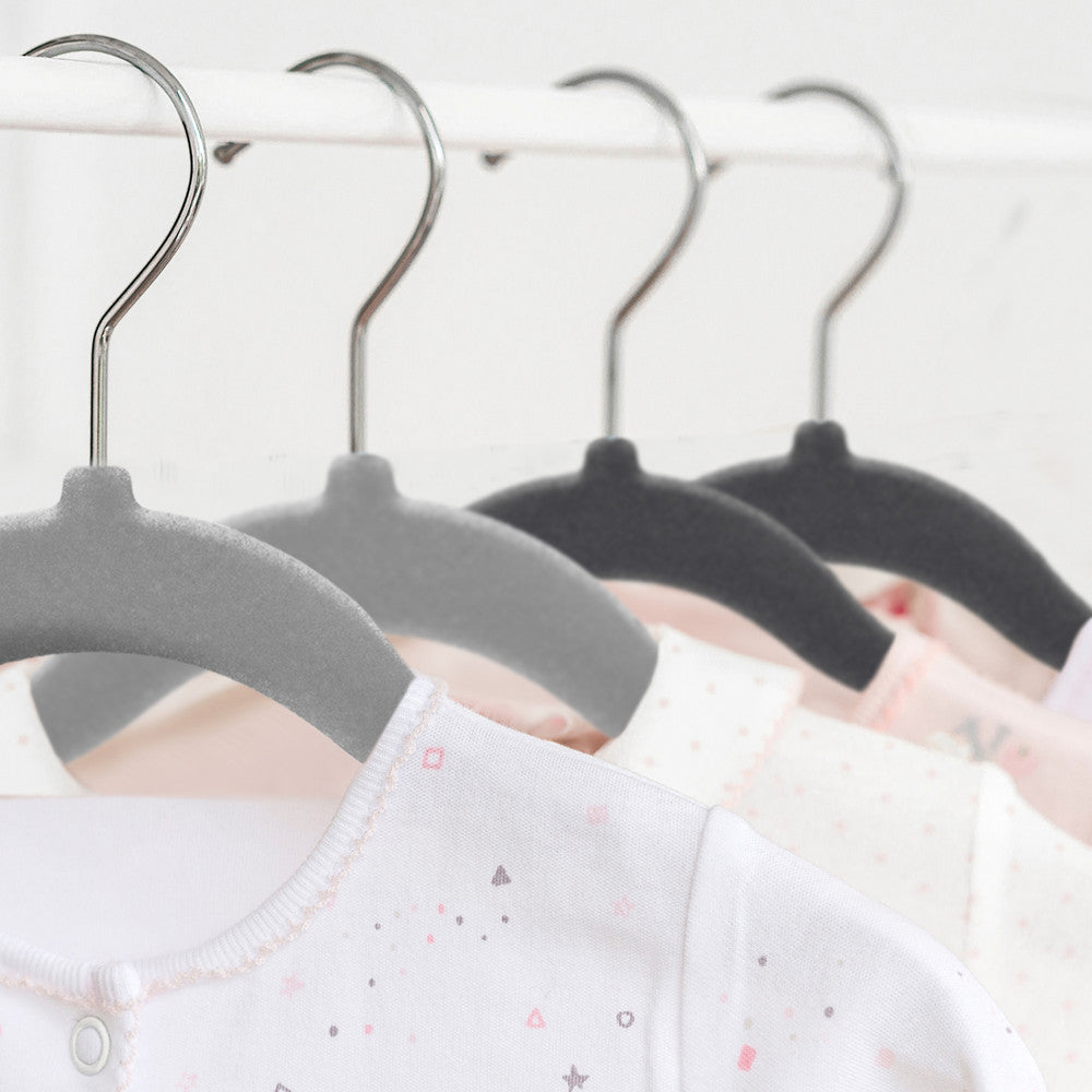 Kidoola 20 Velvet Baby Hangers, Nursery Coat Clothing Hangers for Babies, Infant, Toddlers and Kids, Unisex for Boys or Girls up to 24 Months