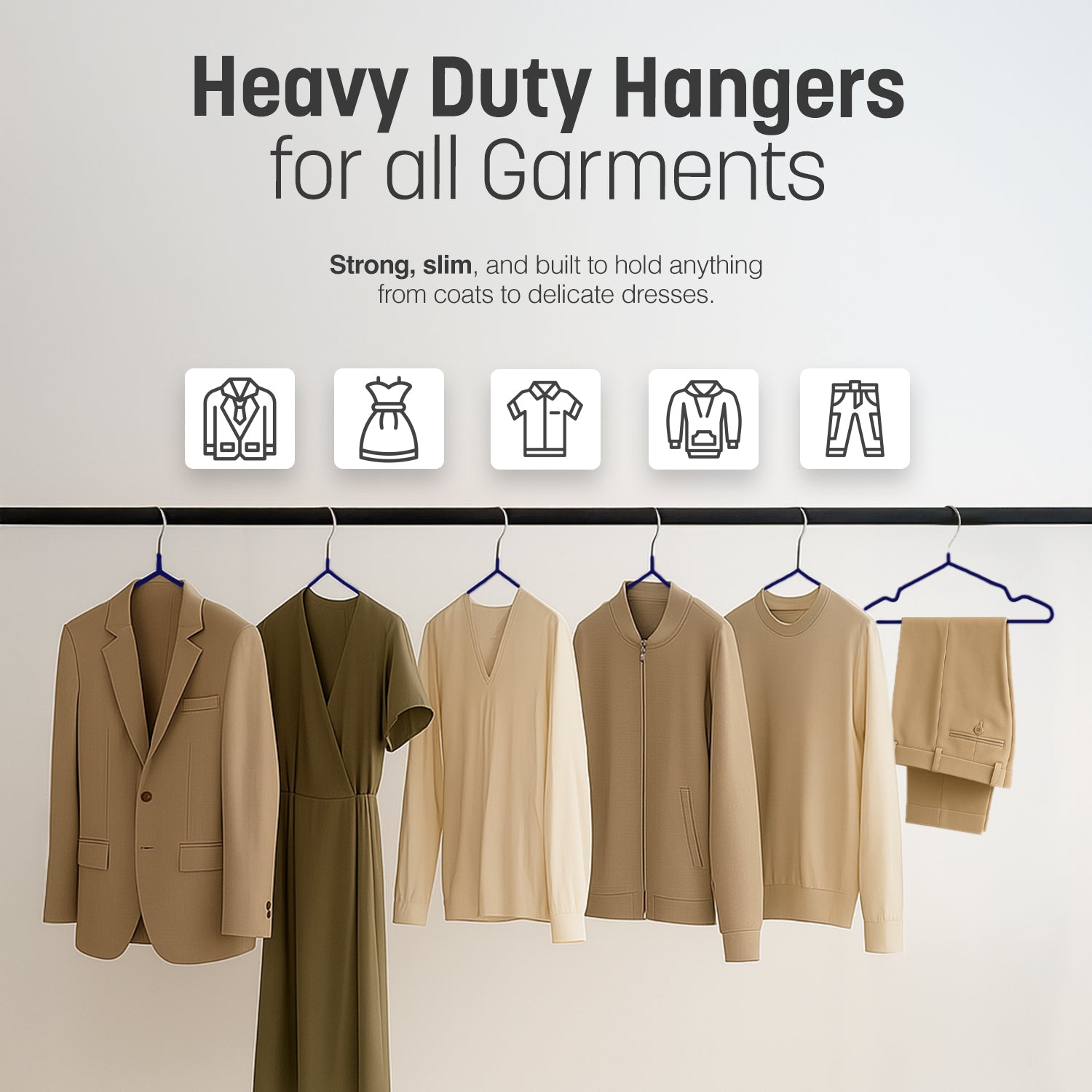 Metal Hangers Premium Rubber Coated - 20 Pack